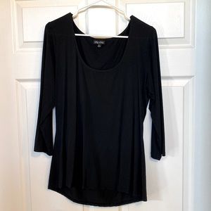 3/4 black t shirt top